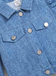 SHEIN Baby Girls' Casual Jacket & Elastic Waist Skirt Set - Medium Wash - View 3