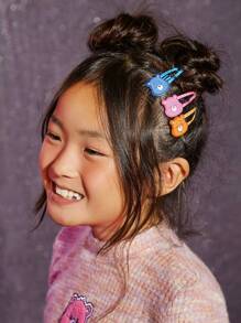 SHEIN X Care Bears 6pcs Cute Watermelon Design Kids Hair Clips, Tidy Up Broken Hair, Girls , Non-Slip, Suitable For Home Or School