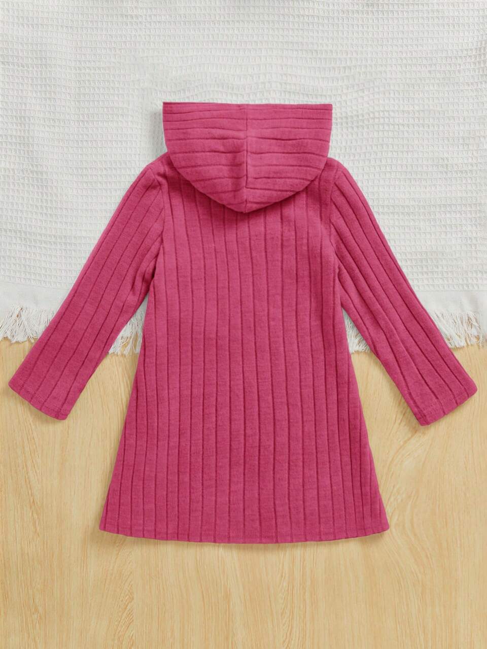 Young Girl Embroidery Cartoon Pattern Hooded Dress