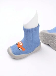 Pantuflas casuales para el hogar de suela blanda, cómodas y sencillas con patrón de coche de dibujos animados azul para niños (patrón aleatorio) - Azul - Ver 3
