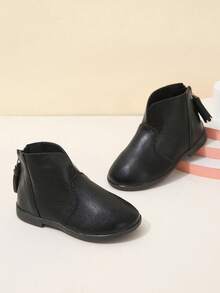 Infantil Botas sin cordones con cremallera trasera - Negro - Ver 1