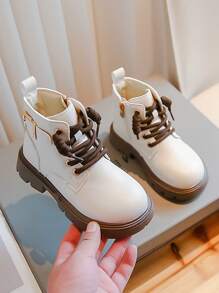 Fashionable Girls' Boots, Cute Ankle Boots In Pu Leather For Girls - Beige - View 3