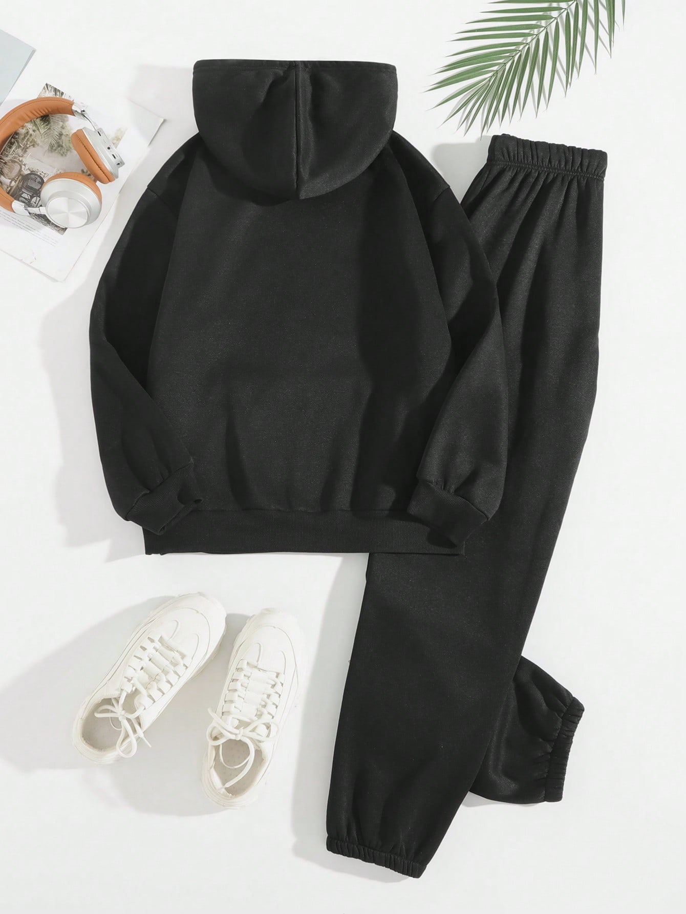 هودي حراري جيب الكنغر رباط مع بنطلون رياضي