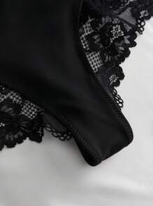 Ren tương phản Eo cao Quần lót định hình - màu đen - Xem 7