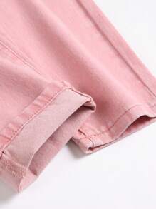 男大童破洞抽鬚破洞牛仔褲 - 粉色 - 查看 3