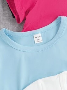 Sparklyn Tween Girl 4pcs Solid Crop Tee, School, Campus, College - Multicolor - View 5