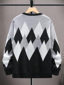 Manfinity Homme 男士菱形印花落肩袖開襟衫 - 彩色 - 查看 2