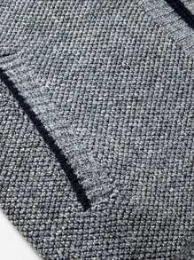 韩版男士休闲拉链开衫，经典柔软针织开衫，带口袋，加厚保暖内衬，适合秋冬季节，长袖上衣 - 淺灰色 - 查看 5