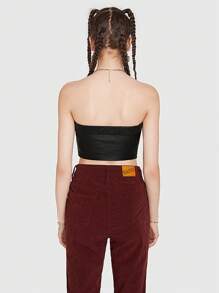 Top tubo crop unicolor - Negro - Ver 2