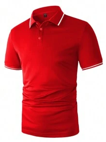 Manfinity Homme Men Contrast Trim Polo Shirt - Red - View 3
