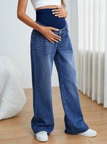 SHEIN 孕婦闊腿牛仔褲