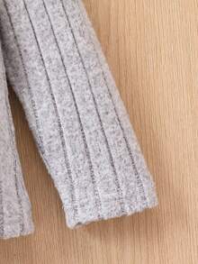 SHEIN Young Boy Mock Neck Ribbed Knit Tee - Grey - View 5