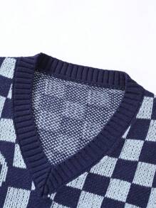 Aesthetic Post Nam Kiểm tra máy & Diễn đạt Mẫu Áo len vest - Màu xanh hải quân - Xem 4