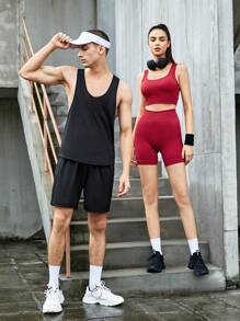 Manfinity Sport Corelite Bộ đồ thể thao nam màu trơn, bộ tập luyện, bộ đồ thể thao, bộ đồ tập gym, bộ đồ tập thể dục. - màu đen - Xem 1