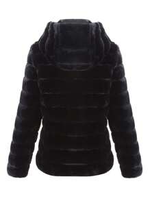 Risissida 女士带帽仿皮草外套，带口袋 - 秋冬季完美之选