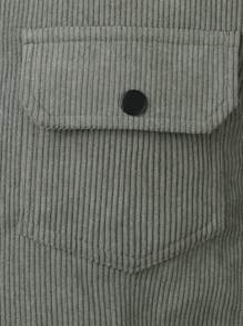 男士翻盖口袋保暖内衬灯芯绒夹克，防风 - 薄荷綠 - 查看 3