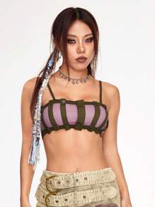 SHEINNeu 撞色吊帶短上衣