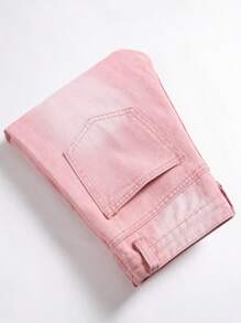 男大童破洞抽鬚破洞牛仔褲 - 粉色 - 查看 4