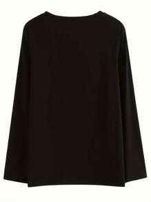 SHEIN EZwear Talla grande Camiseta con estampado de árbol de Navidad - Negro - Ver 2