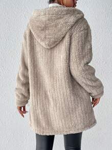SHEIN Frenchy Oversized Met kap Fleece Jas