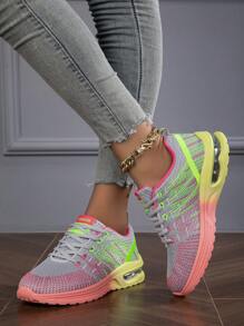 女士透气系带舒适防滑缓冲休闲运动鞋 - 彩色 - 查看 3