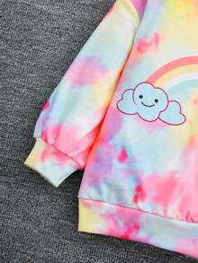 SHEIN 女童扎染彩虹爱心印花卫衣 - 彩色 - 查看 5