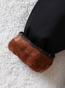 Baby Boy Slogan Patched Thermal Lined Sweatpants - Black - View 5