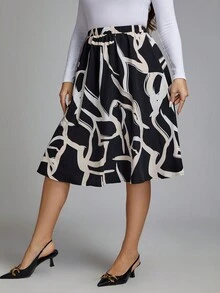 SHEIN LUNE 大尺碼圖案印花裙 - 彩色 - 查看 3