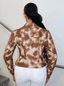 SHEIN SXY Tie Dye Flap Detail Crop Jacket