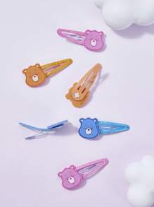 SHEIN X Care Bears 6pcs Cute Watermelon Design Kids Hair Clips, Tidy Up Broken Hair, Girls , Non-Slip, Suitable For Home Or School