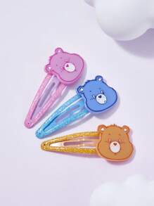 SHEIN X Care Bears 6pcs Cute Watermelon Design Kids Hair Clips, Tidy Up Broken Hair, Girls , Non-Slip, Suitable For Home Or School