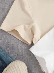 SHEIN Sparklyn Tween Girl 4pcs Solid Round Neck Tee, School, Campus, College - Multicolor - View 5