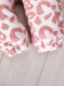 Baby Girl Leopard Print Teddy Jacket & Pants & Cami Top - Multicolor - View 8