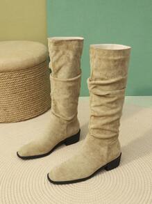 高跟鞋靴子 - 杏色 - 查看 3