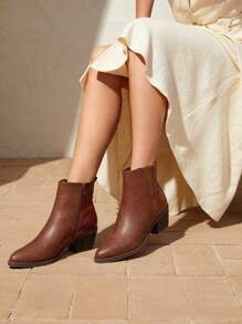 SheIn VCAY Women's Fashionable Outdoor Boots - Brown - View 1