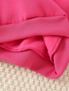 SHEIN Young Girl Letter Graphic Sweatshirt - Hot Pink - View 6