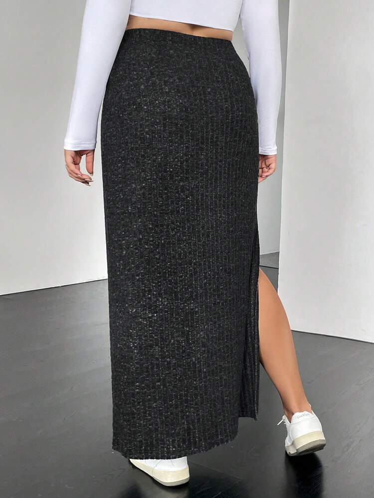 Plus High Waist Split Thigh Skirt