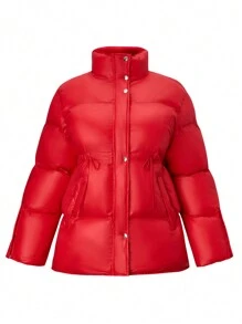 Calvaya Plus Quần áo giữ nhiệt eo có dây rút có đệm lót mùa đông - Đỏ - Xem 1