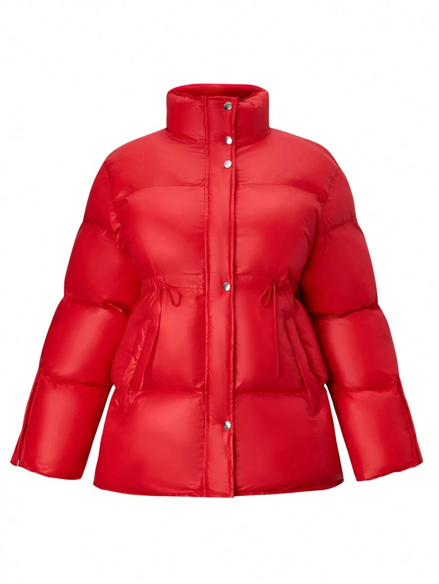 Calvaya Plus Quần áo giữ nhiệt eo có dây rút có đệm lót mùa đông - Đỏ - Xem 1