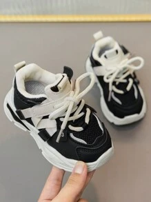 透氣網眼布嬰兒運動鞋,軟底,厚底運動鞋風格 - 黑色 - 查看 1