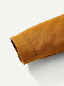 男嬰翻蓋細節加絨內裏連帽夾克 - 棕色 - 查看 5