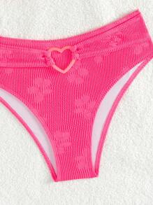 Heart Ring Linked Bikini Set - Hot Pink - View 8