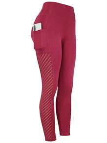 SHEIN Running 5入組條紋印花手機口袋運動打底褲 - 彩色 - 查看 7