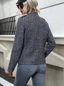 Chiquease Marled Knit Button Front Jacket - Black - View 2