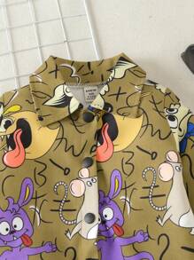 Baby Boy Cartoon Graphic Button Front Coat