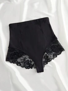 Ren tương phản Eo cao Quần lót định hình - màu đen - Xem 6