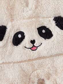 Baby Girl Cartoon Embroidery Raglan Sleeve 3D Ears Design Flannel Jumpsuit