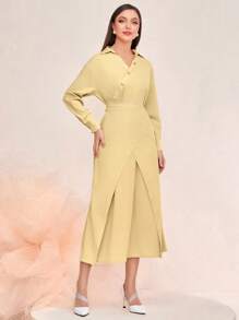 Modelyn Robe Unicolore À Bouton