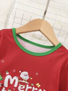 Juego De Pijama Ajustado Con Patrón Navideño Para Niña Y Familia - Rojo - Ver 7