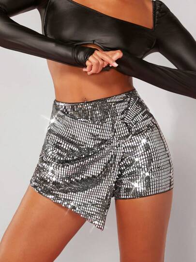 Hauture 金屬O環修飾翻邊迷你短裙褲